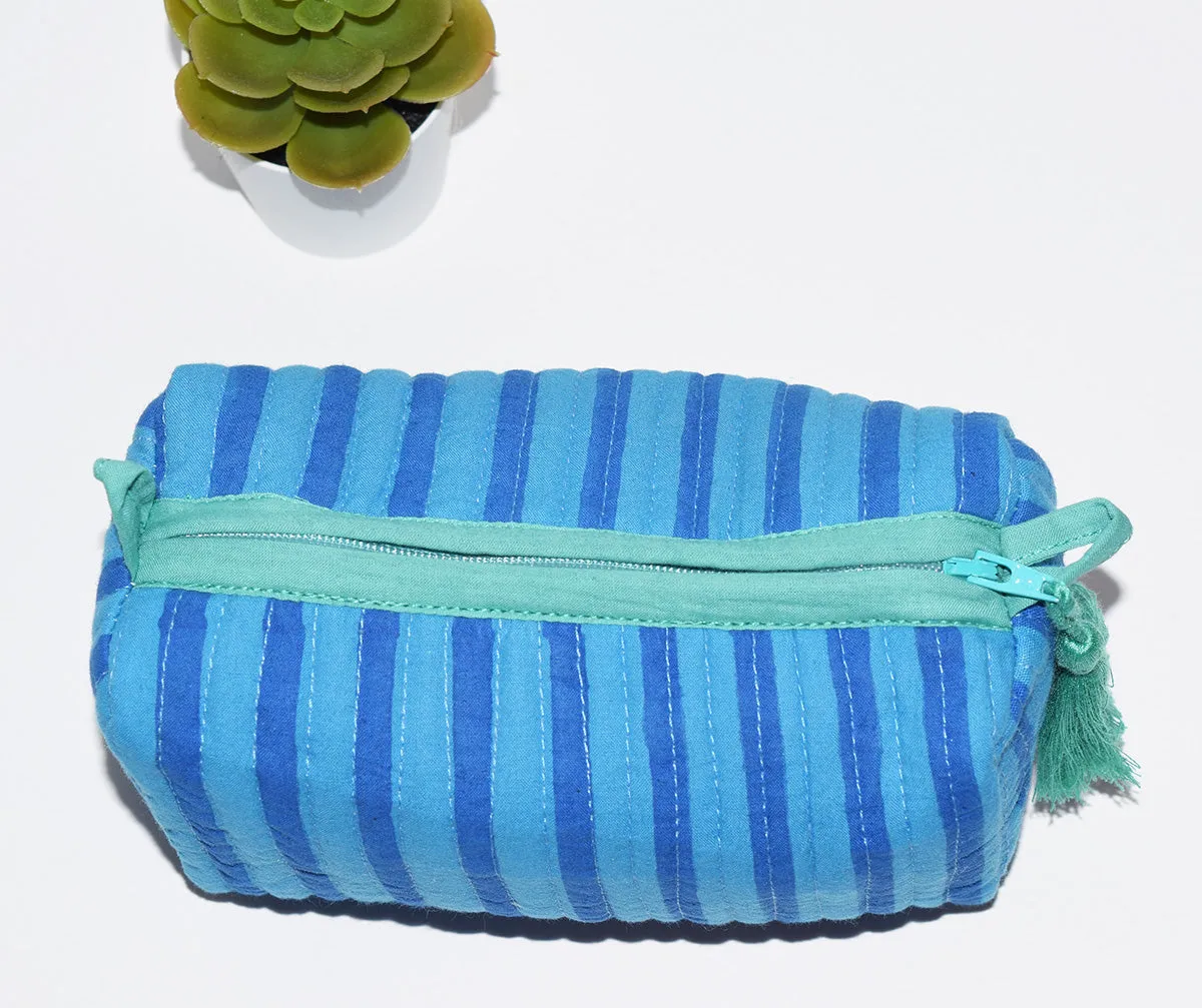 Small Waterproof Toiletry Bag | Blue Stripe