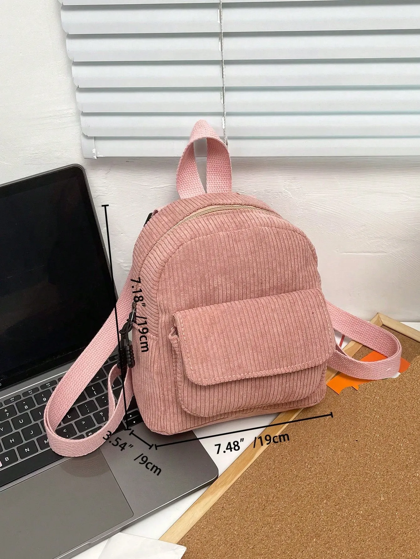 Solid Corduroy Simple All-Match Backpack