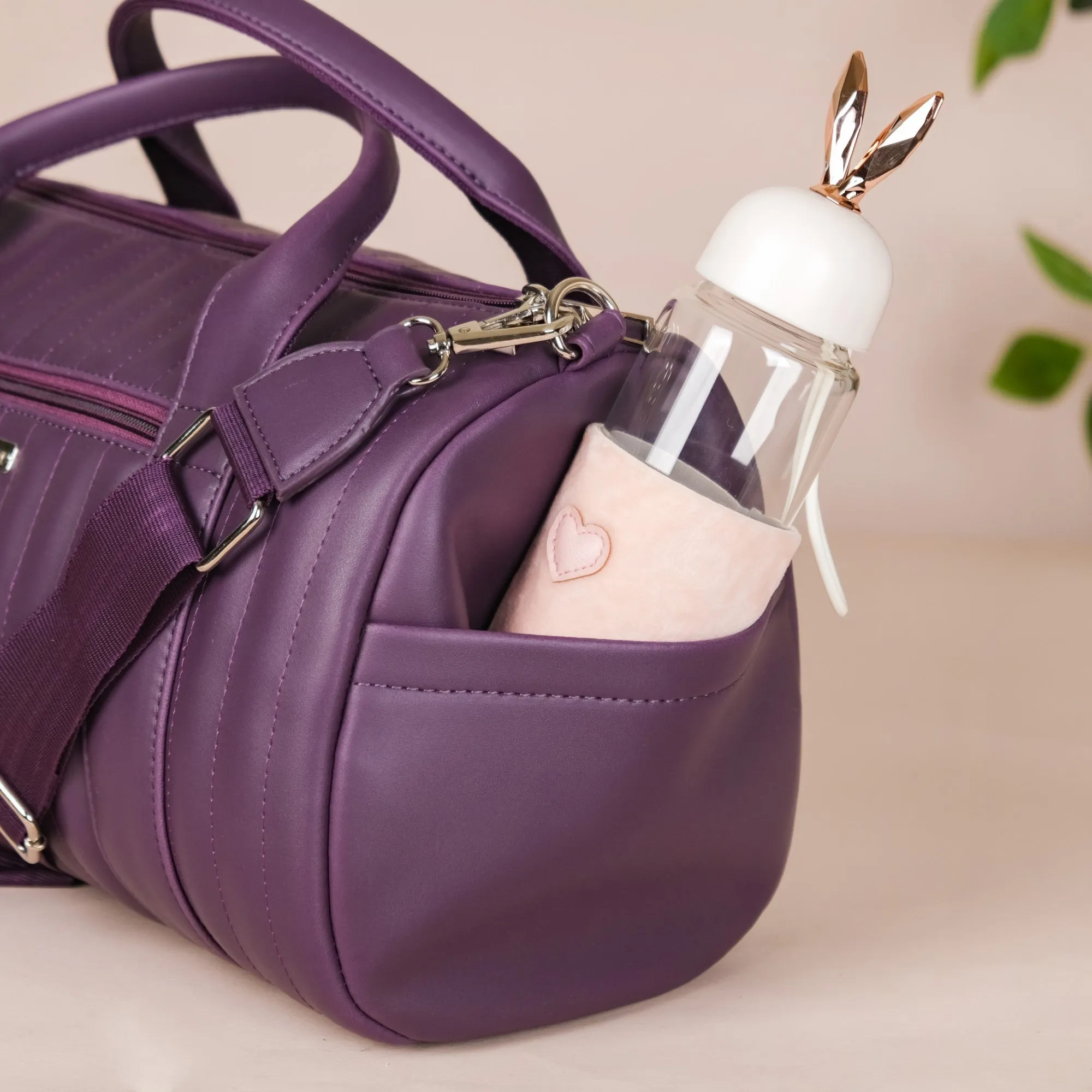 Sporty Duffel Bag Purple Small 14x7 Inch