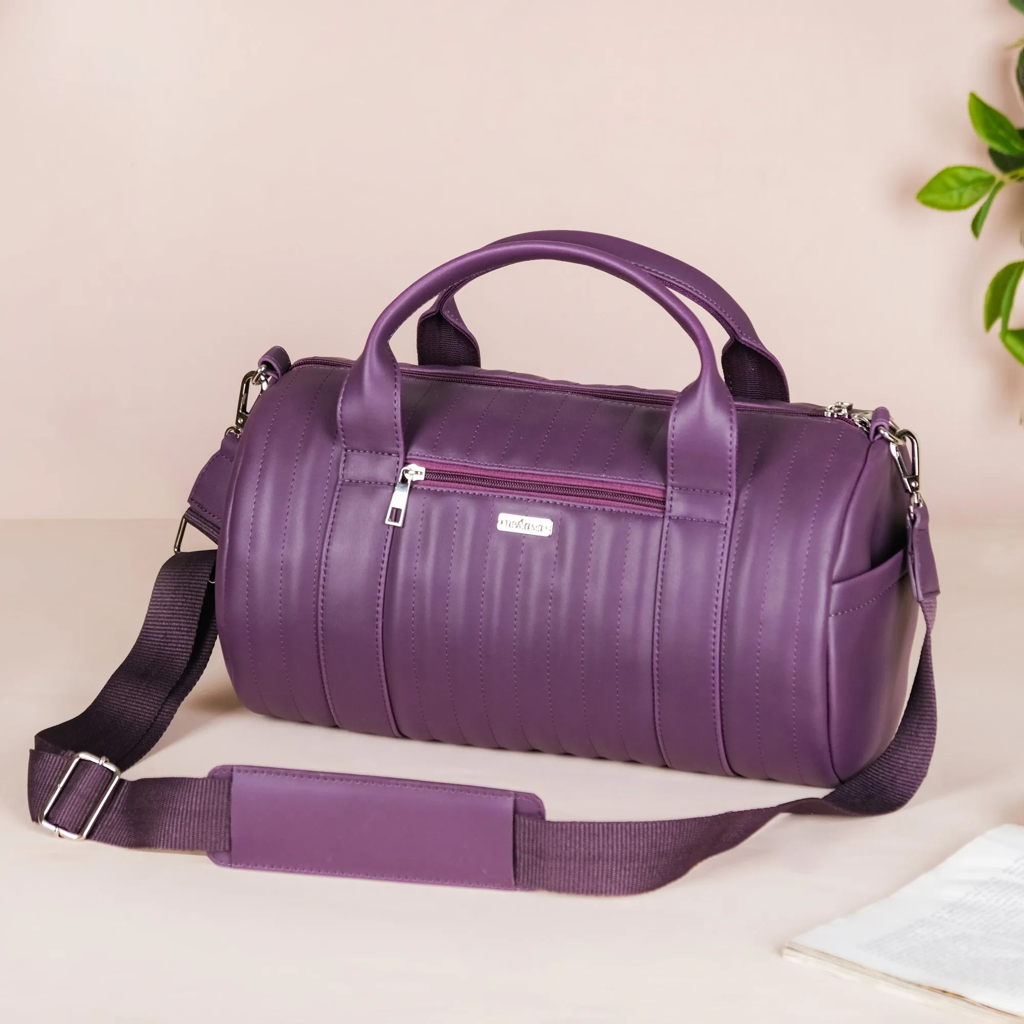 Sporty Duffel Bag Purple Small 14x7 Inch
