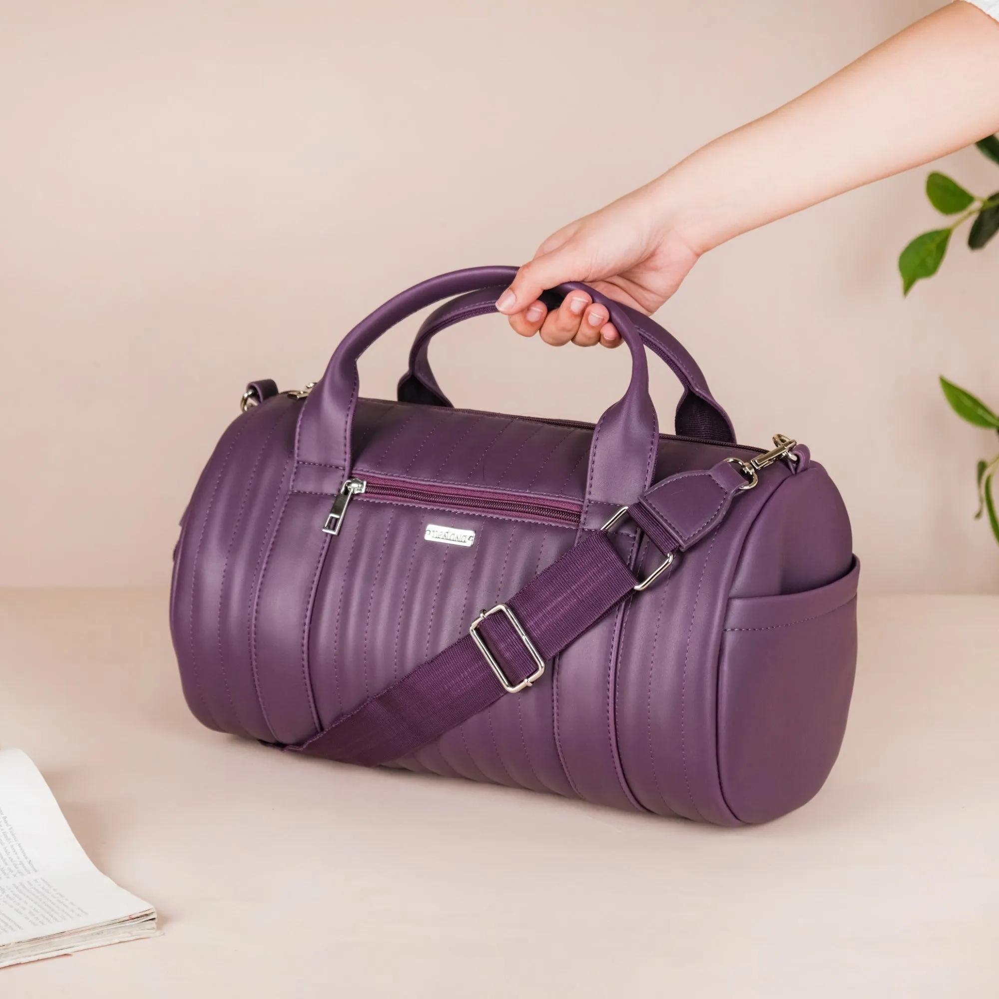 Sporty Duffel Bag Purple Small 14x7 Inch