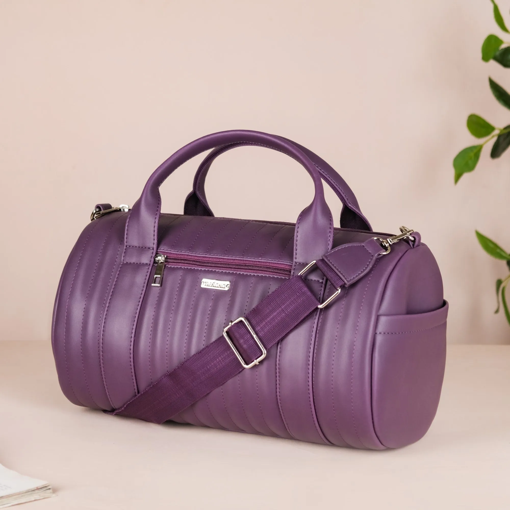 Sporty Duffel Bag Purple Small 14x7 Inch