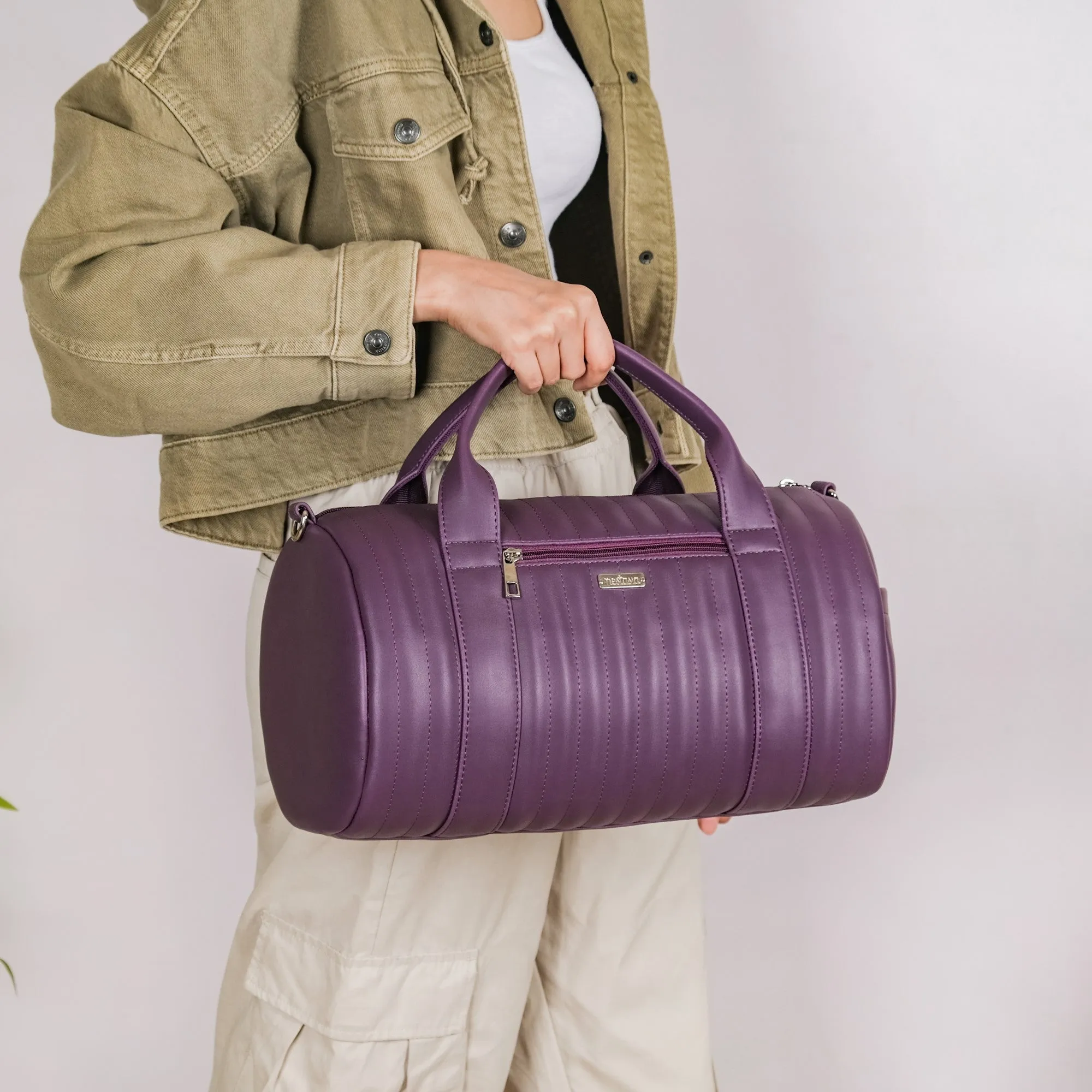 Sporty Duffel Bag Purple Small 14x7 Inch