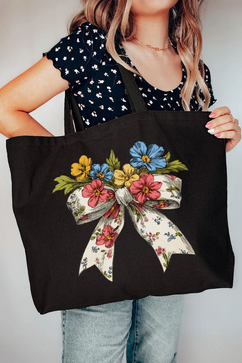 Spring Coquette Bouquet Canvas Jumbo Tote