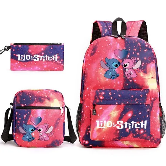 Star Stitch Pencil Black Three-piece Set Backpacks