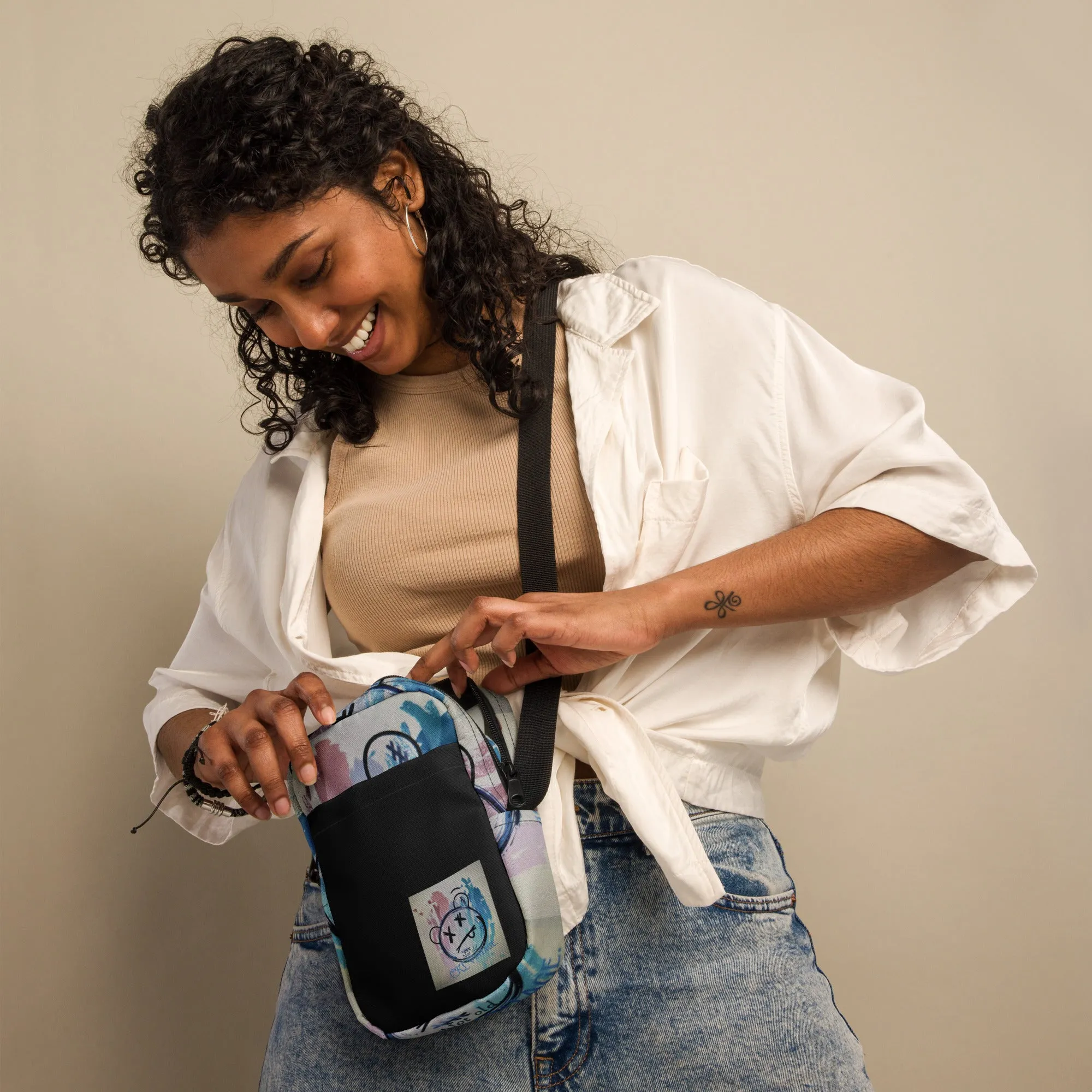 Streetwear Urban Styled Utility Crossbody Bag (Black)