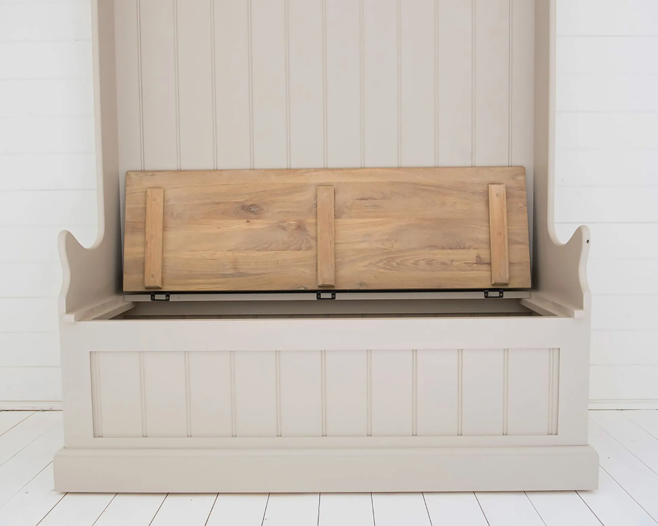 Tall Monks Bench with Oak Storage Seat