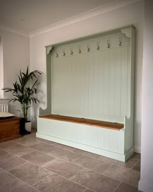 Tall Monks Bench with Oak Storage Seat