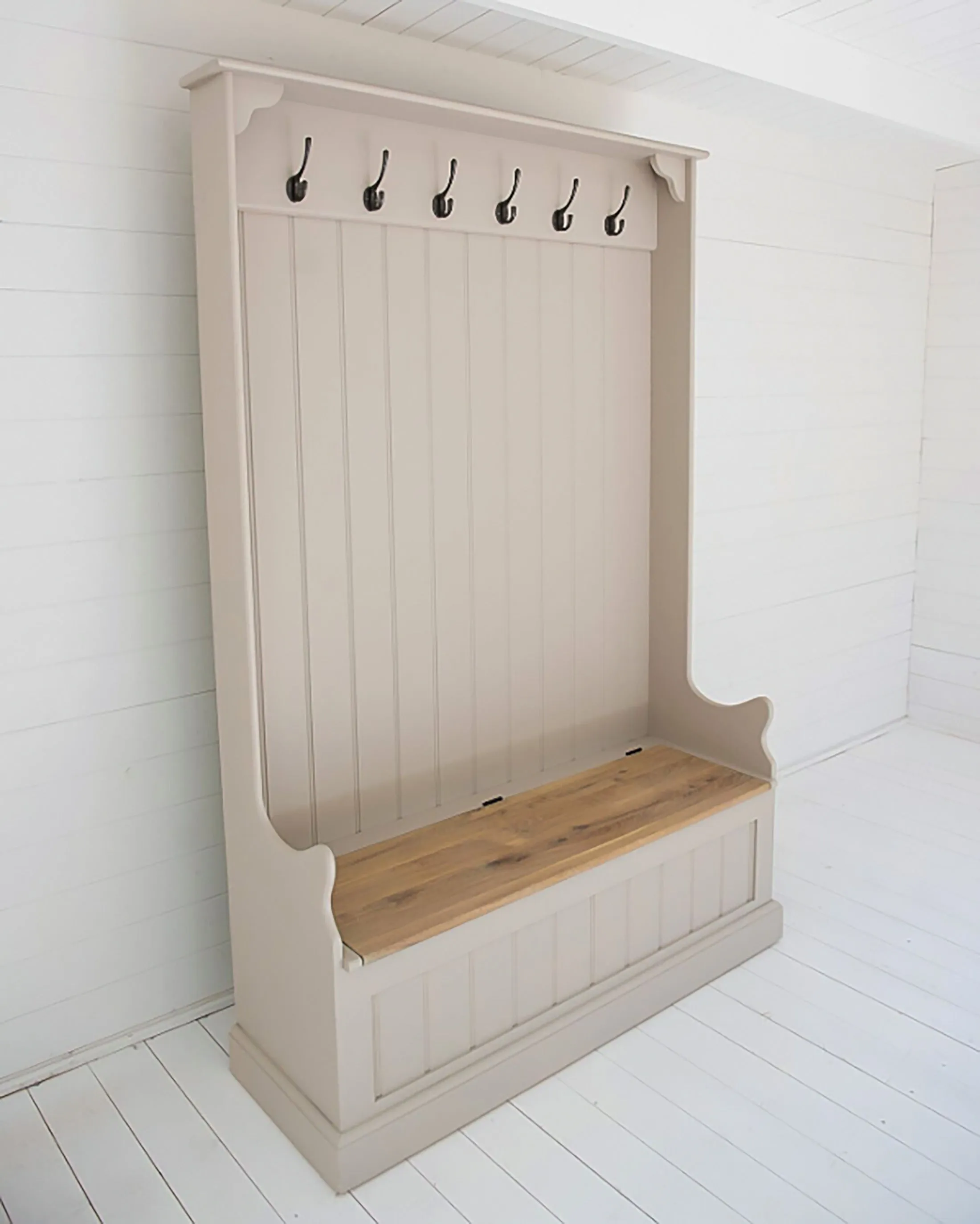 Tall Monks Bench with Oak Storage Seat