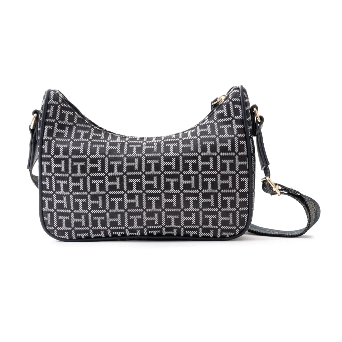 Tommy Hilfiger Riley All Over Monogram Baguette Bag - BLK