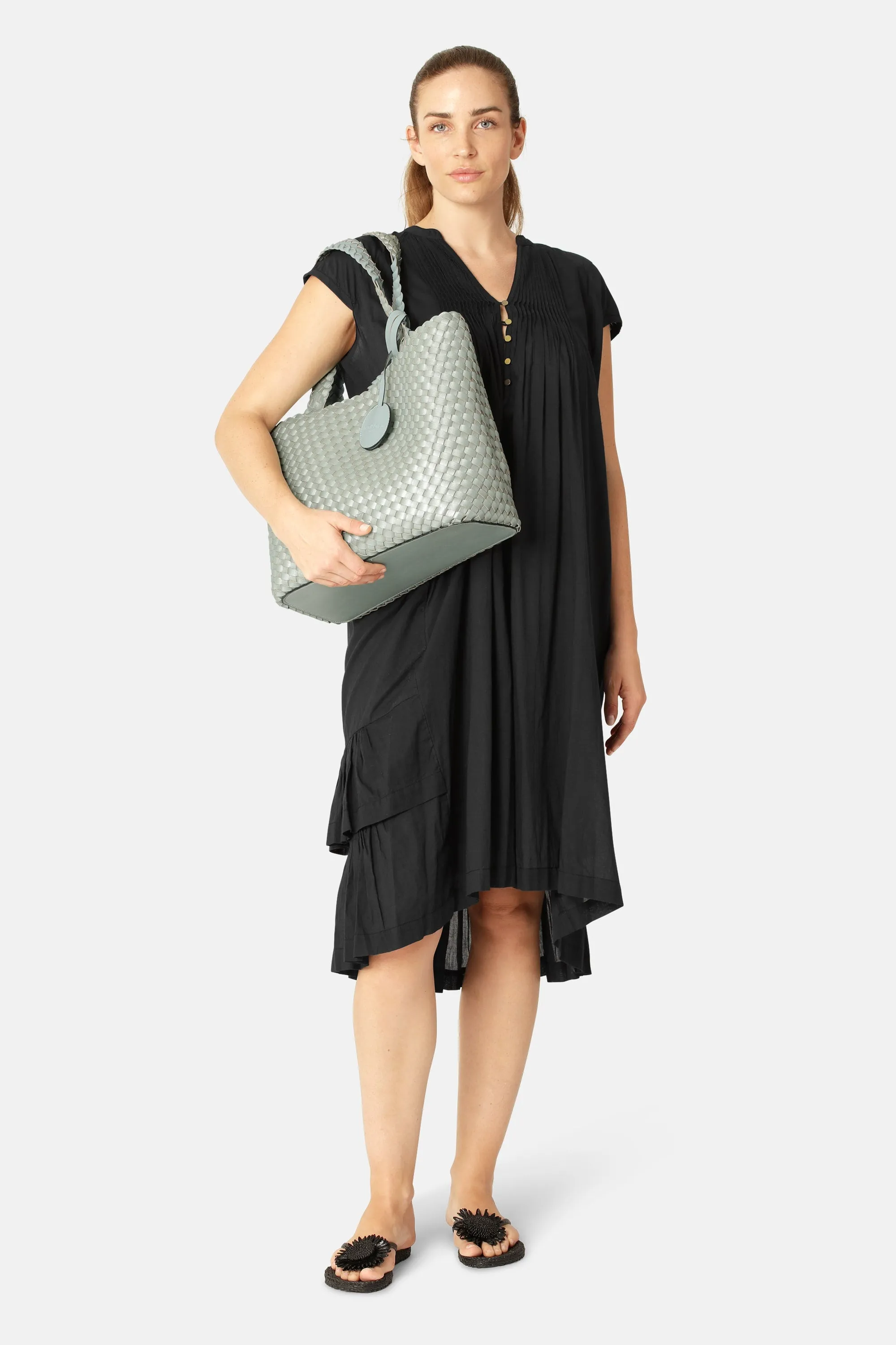 Tote Bag Flätad - Beach Glass Metallic Mint