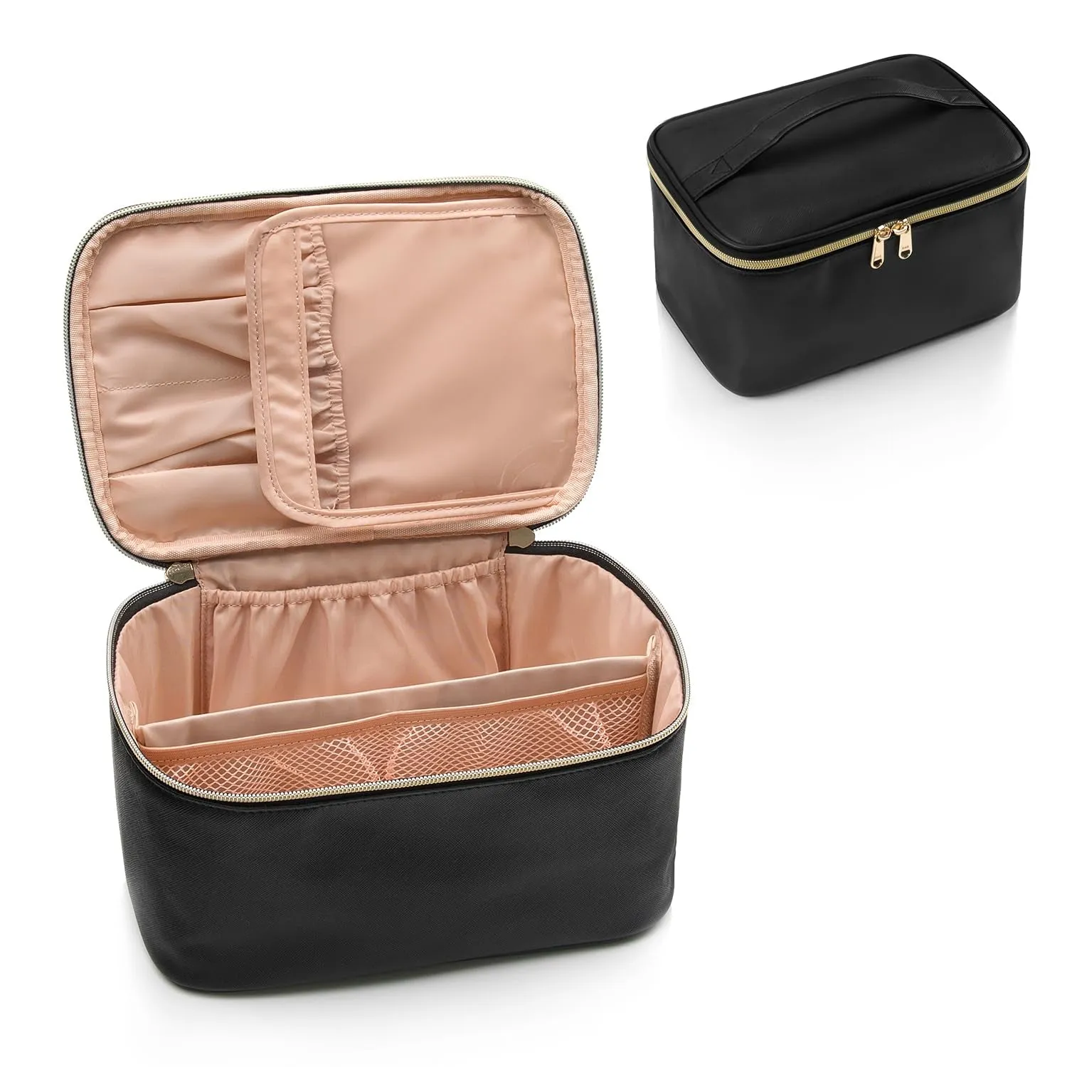 Travel Makeup Bag For Women With Handle and Divider