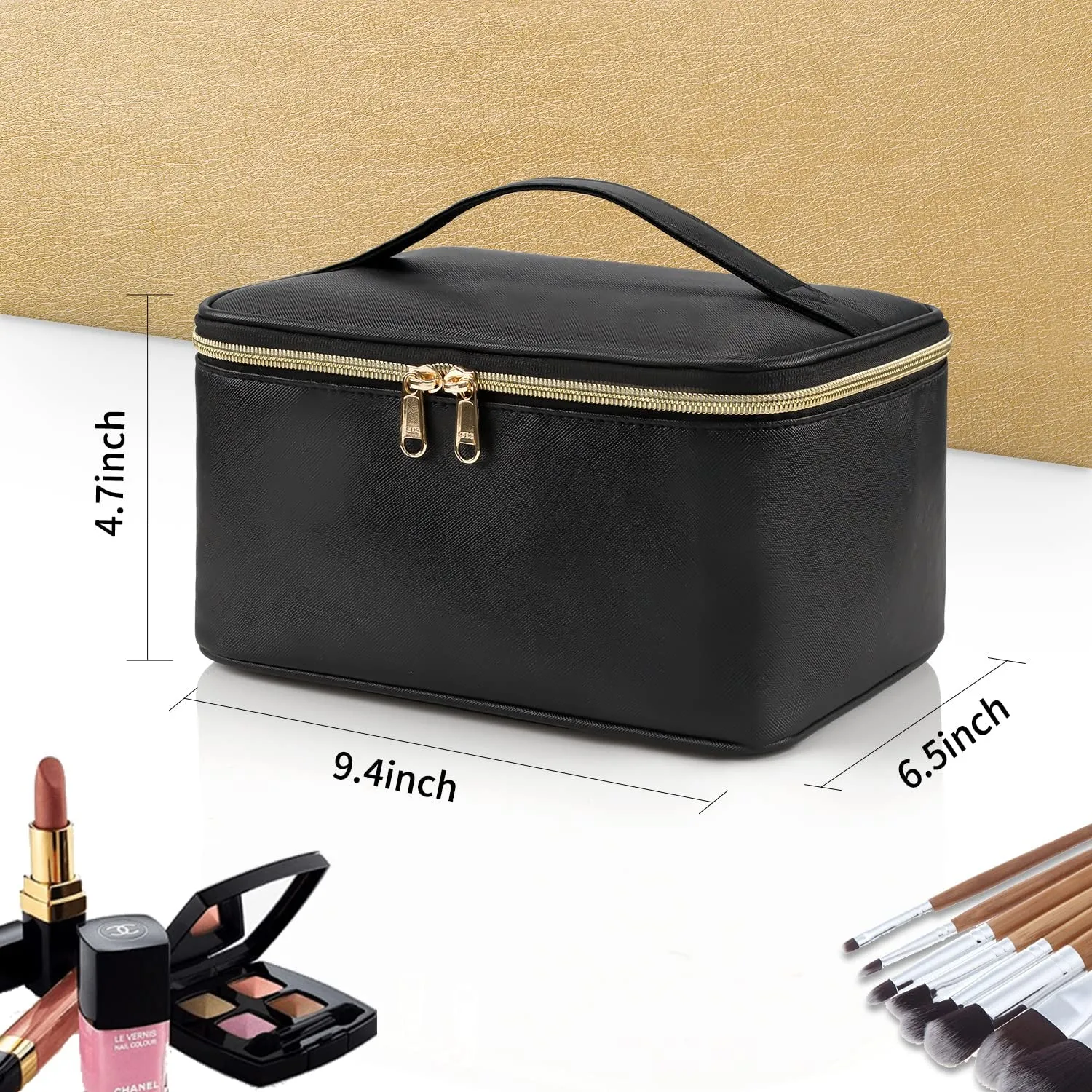 Travel Makeup Bag For Women With Handle and Divider