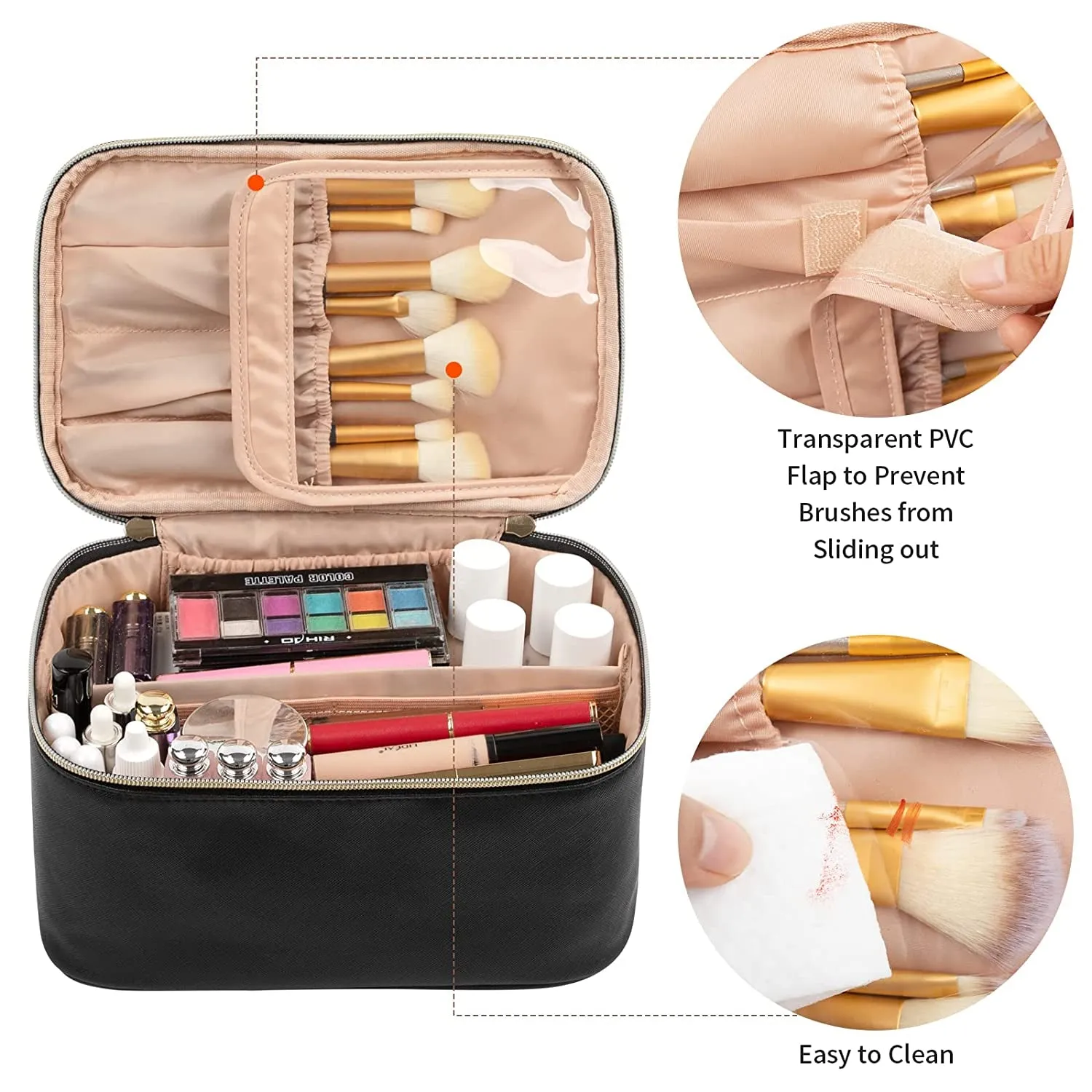 Travel Makeup Bag For Women With Handle and Divider