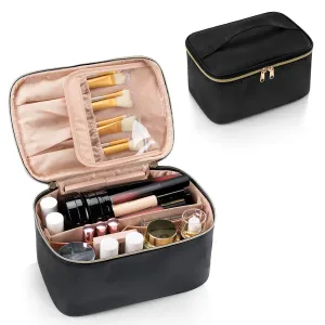 Travel Makeup Bag For Women With Handle and Divider