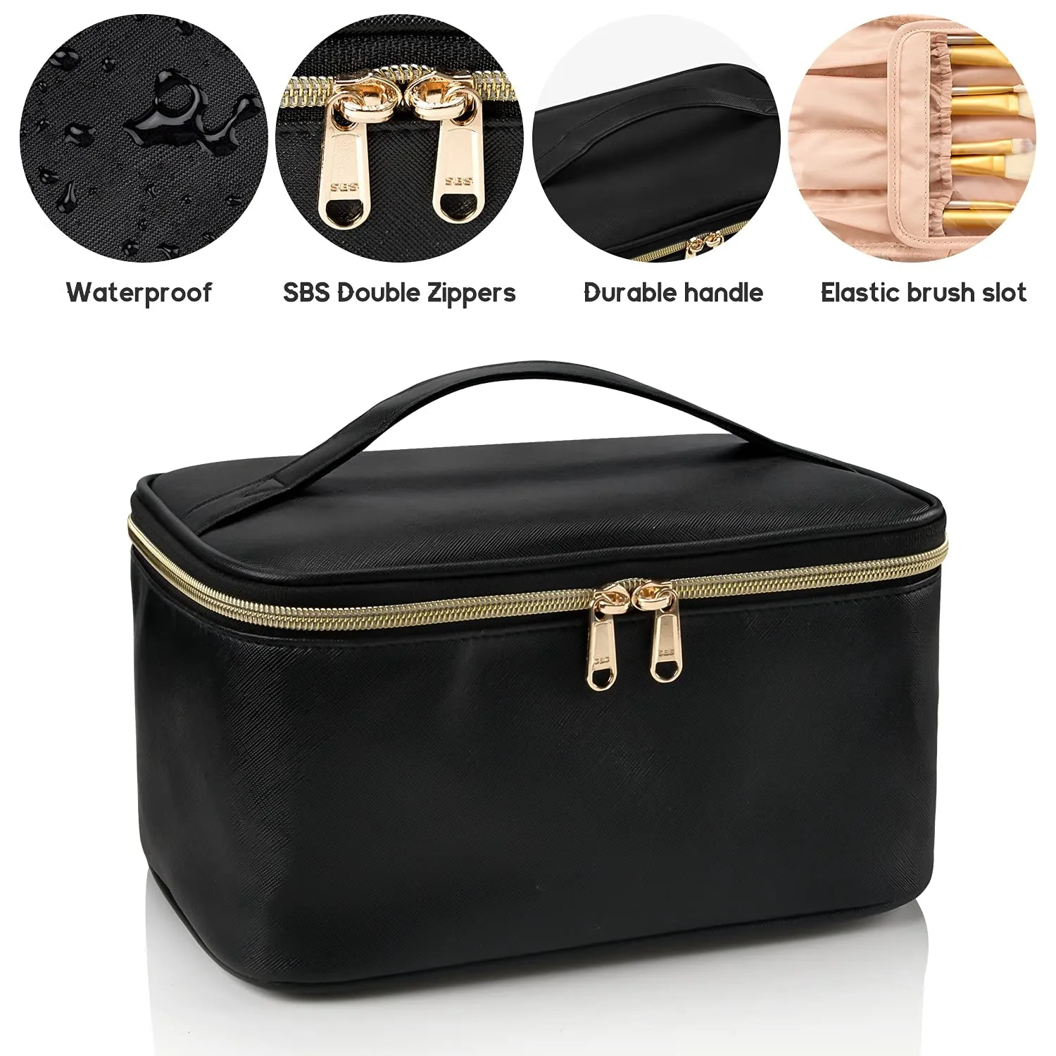 Travel Makeup Bag For Women With Handle and Divider