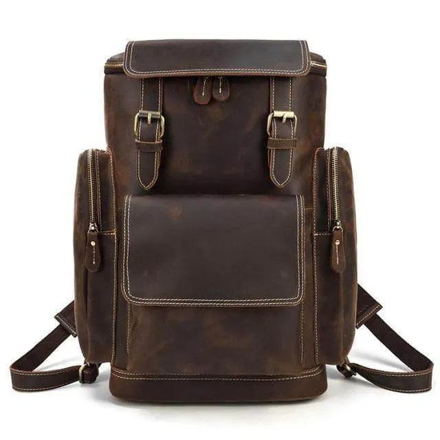 VacationGrabs Large Leather Backpack for Travel