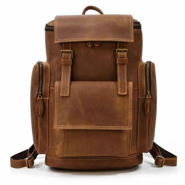 VacationGrabs Large Leather Backpack for Travel