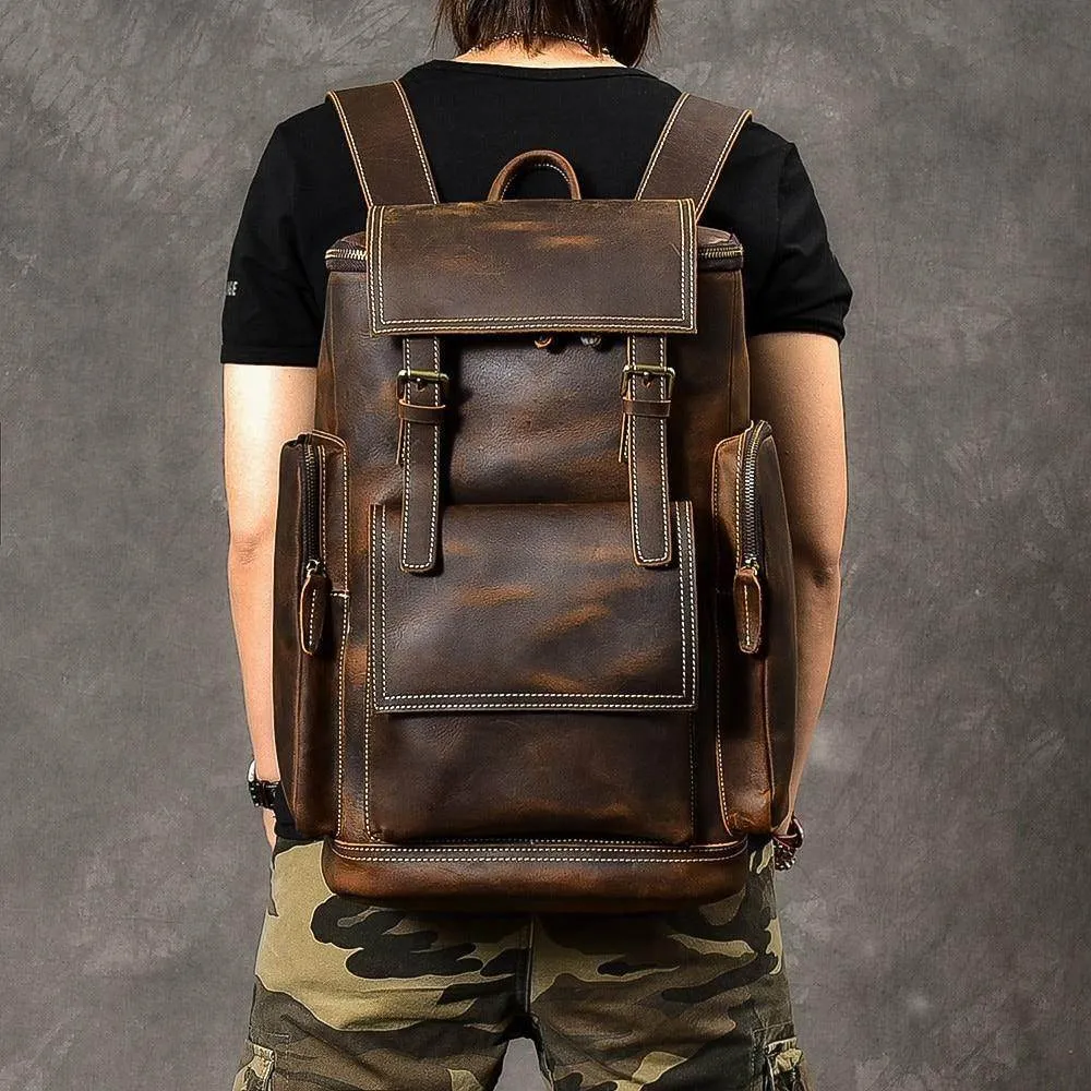 VacationGrabs Large Leather Backpack for Travel