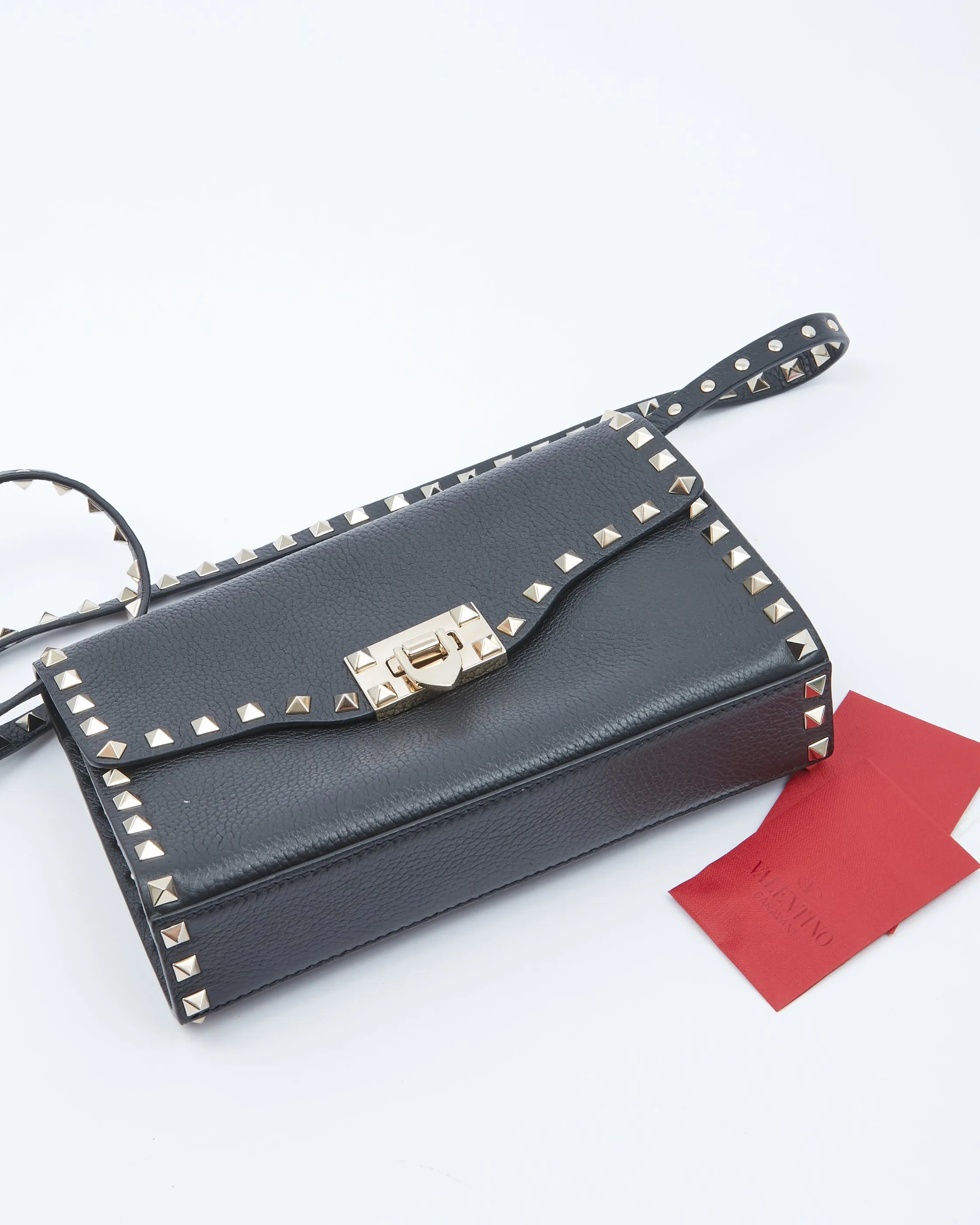 Valentino Black Leather Rockstud Medium Crossbody Bag