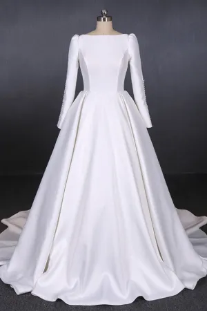 Vintage Backless White Wedding Dresses With Sleeves Elegant Wedding Gowns