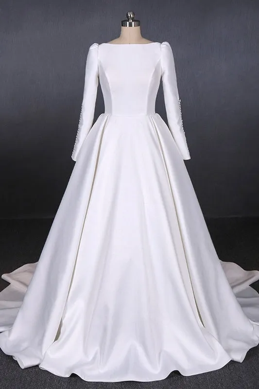 Vintage Backless White Wedding Dresses With Sleeves Elegant Wedding Gowns