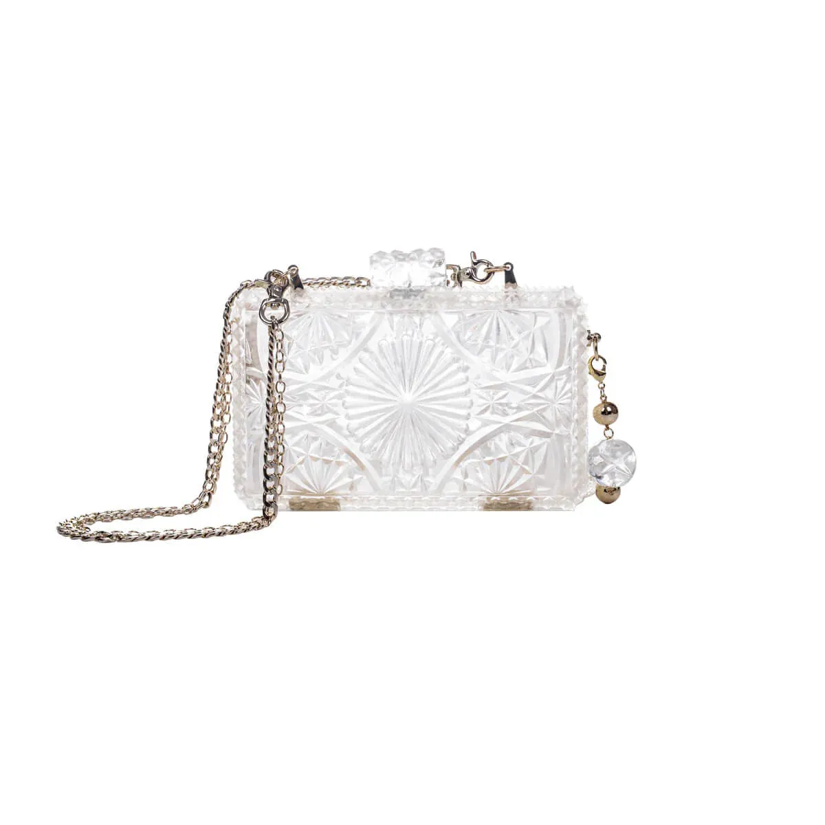 Vintage Clear Hand Carved Resin Rectangular Clutch
