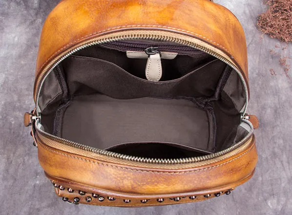 Vintage Full Grain Leather Backpack, Women Backpack Purse