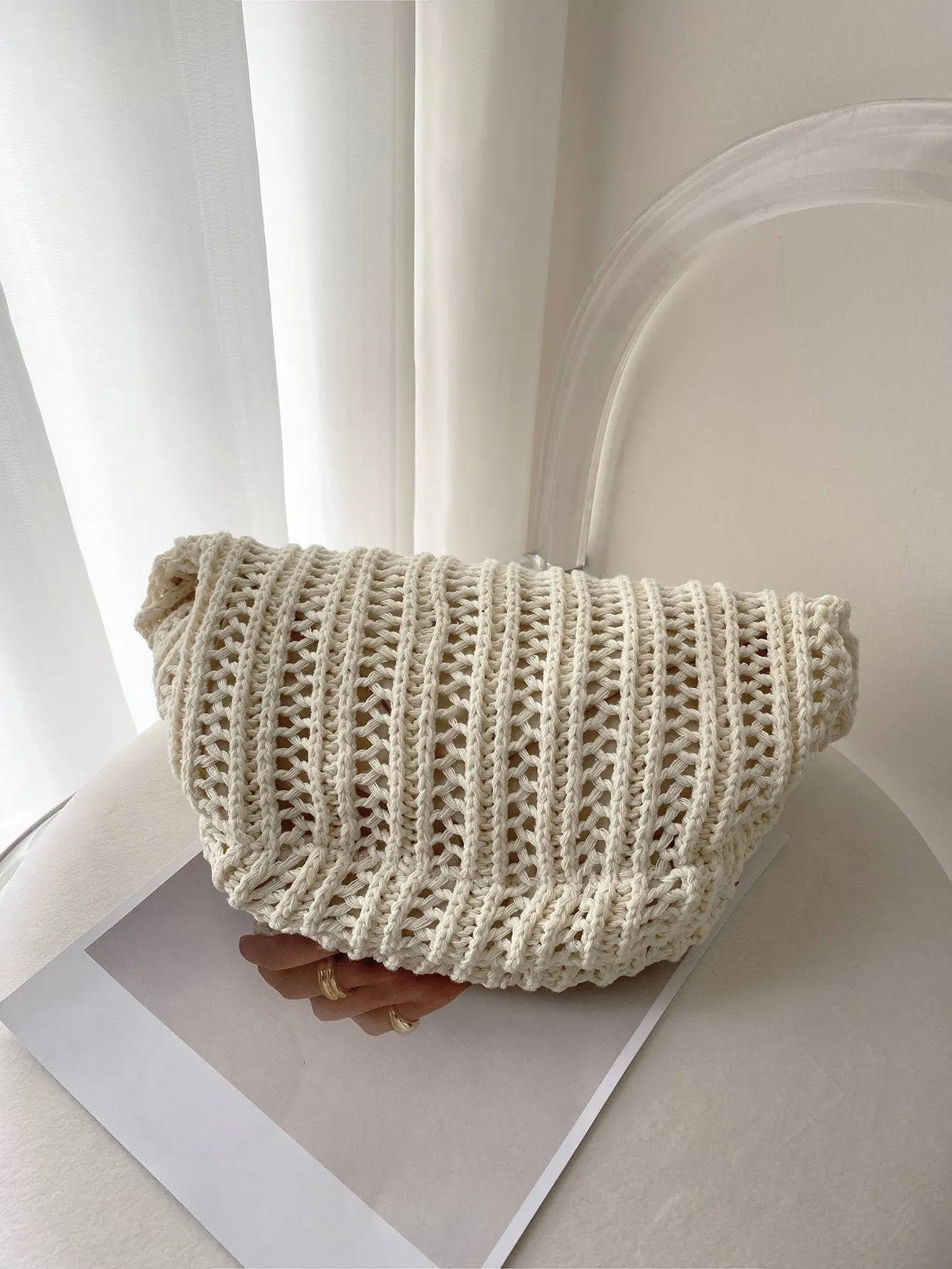Vintage Knitted Clutch Bag - Beige- FD ⚡