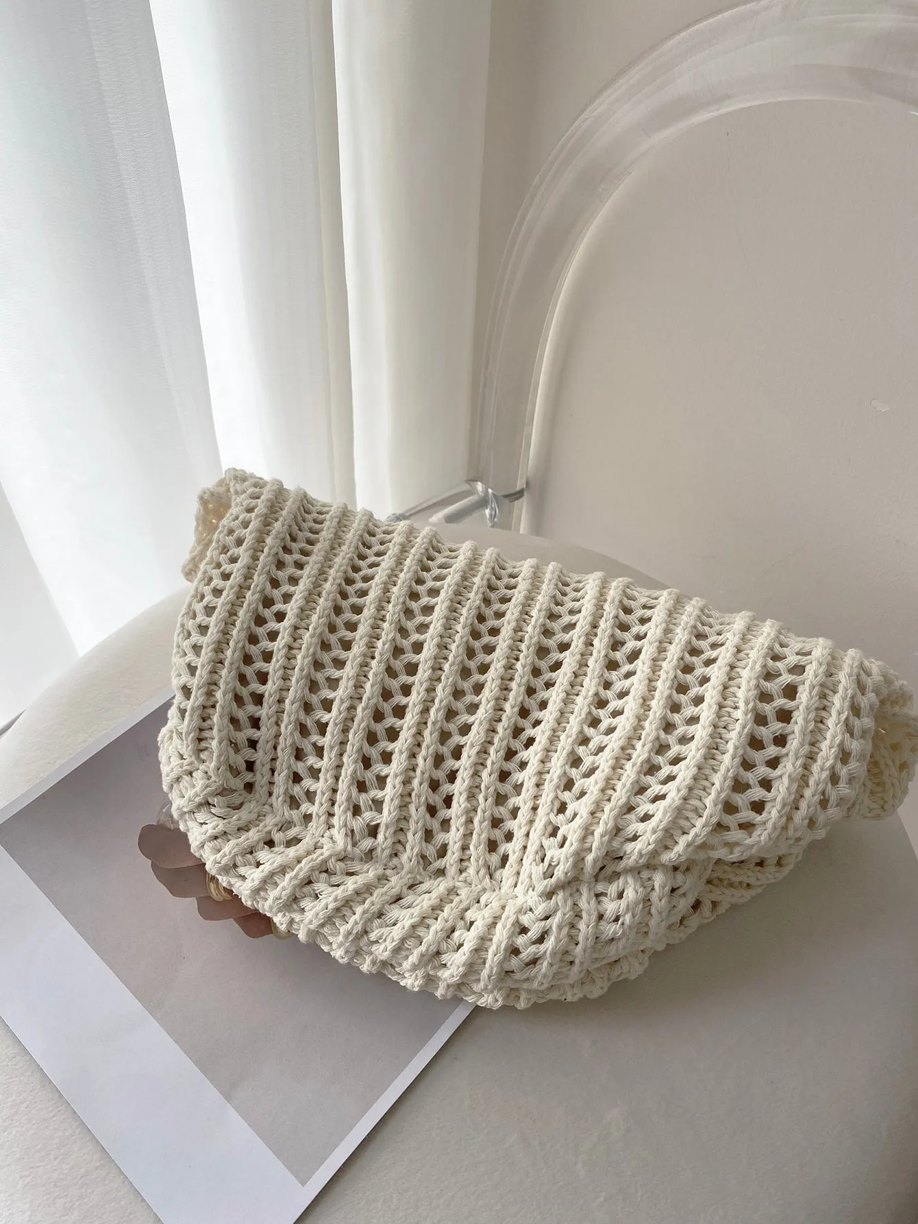 Vintage Knitted Clutch Bag - Beige- FD ⚡