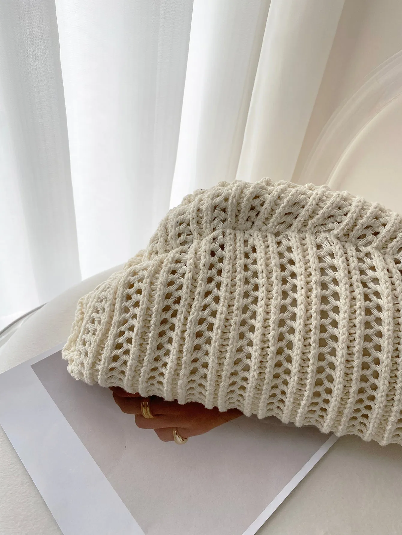 Vintage Knitted Clutch Bag - Beige- FD ⚡