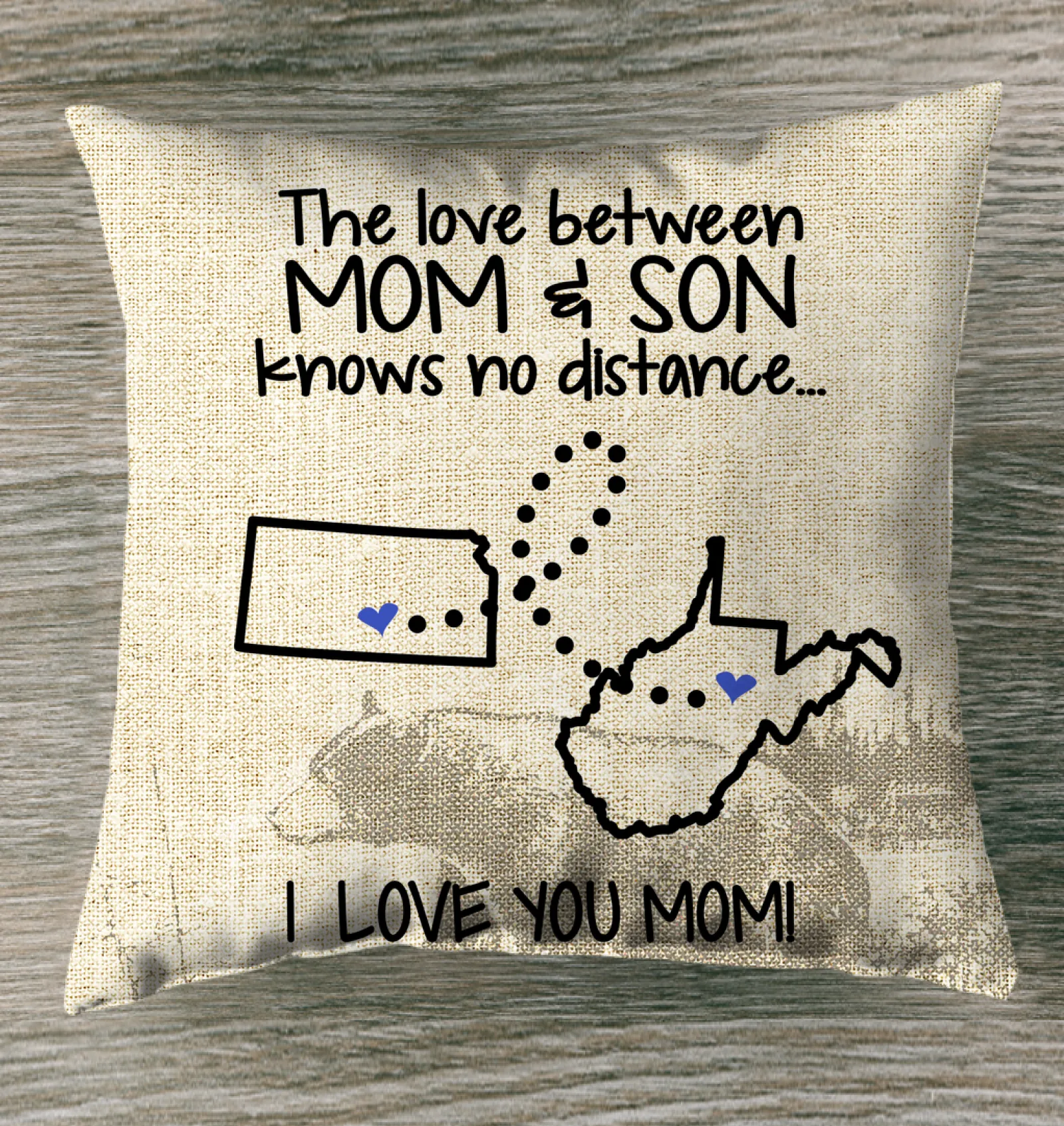 West Virginia Kansas The Love Between Mom And Son Pillow