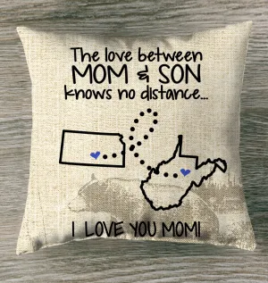 West Virginia Kansas The Love Between Mom And Son Pillow