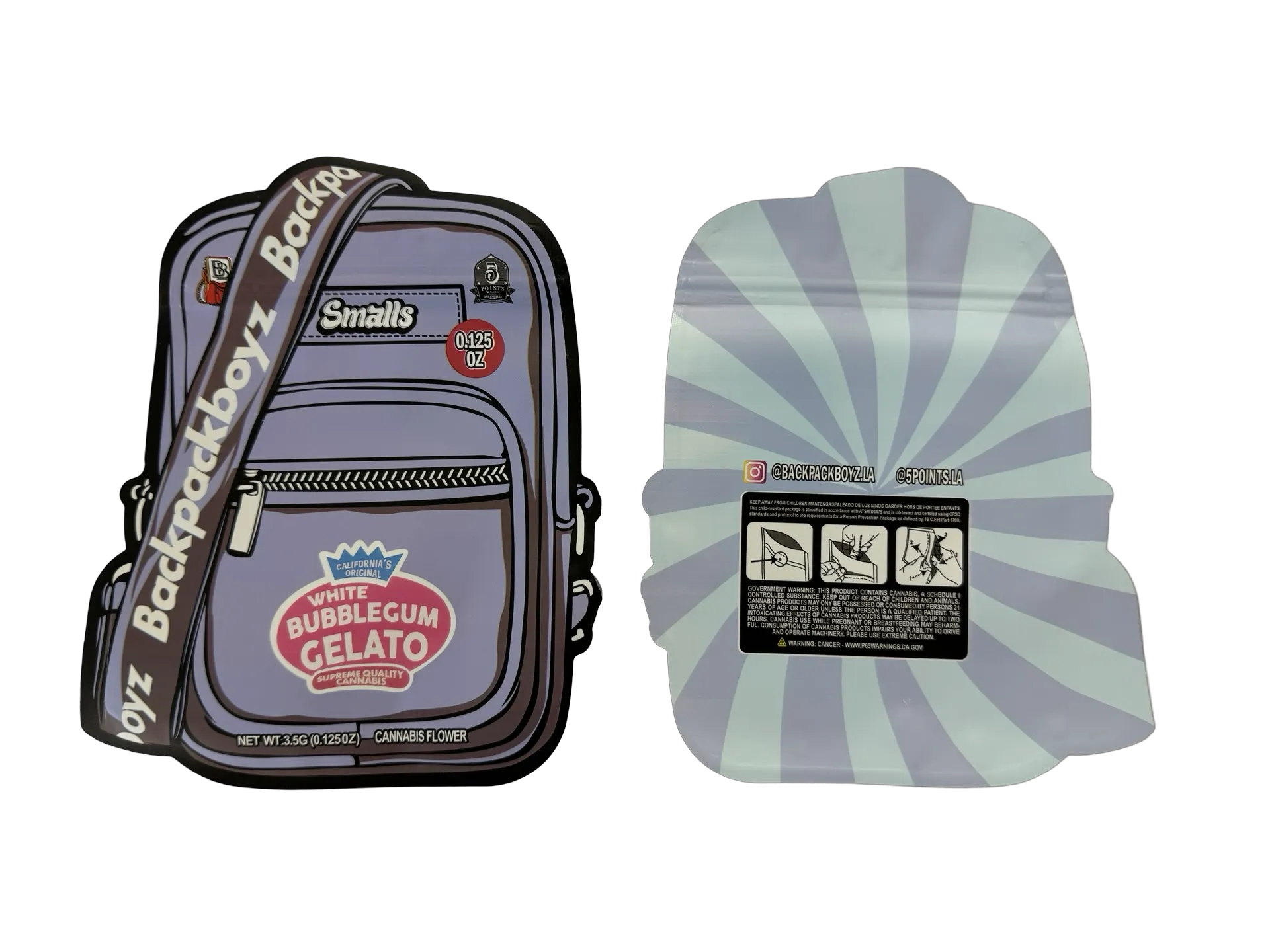 White Bubblegum Gelato Smalls Mylar Bags 3.5g Backpack Boyz (Only $0.21 Each)