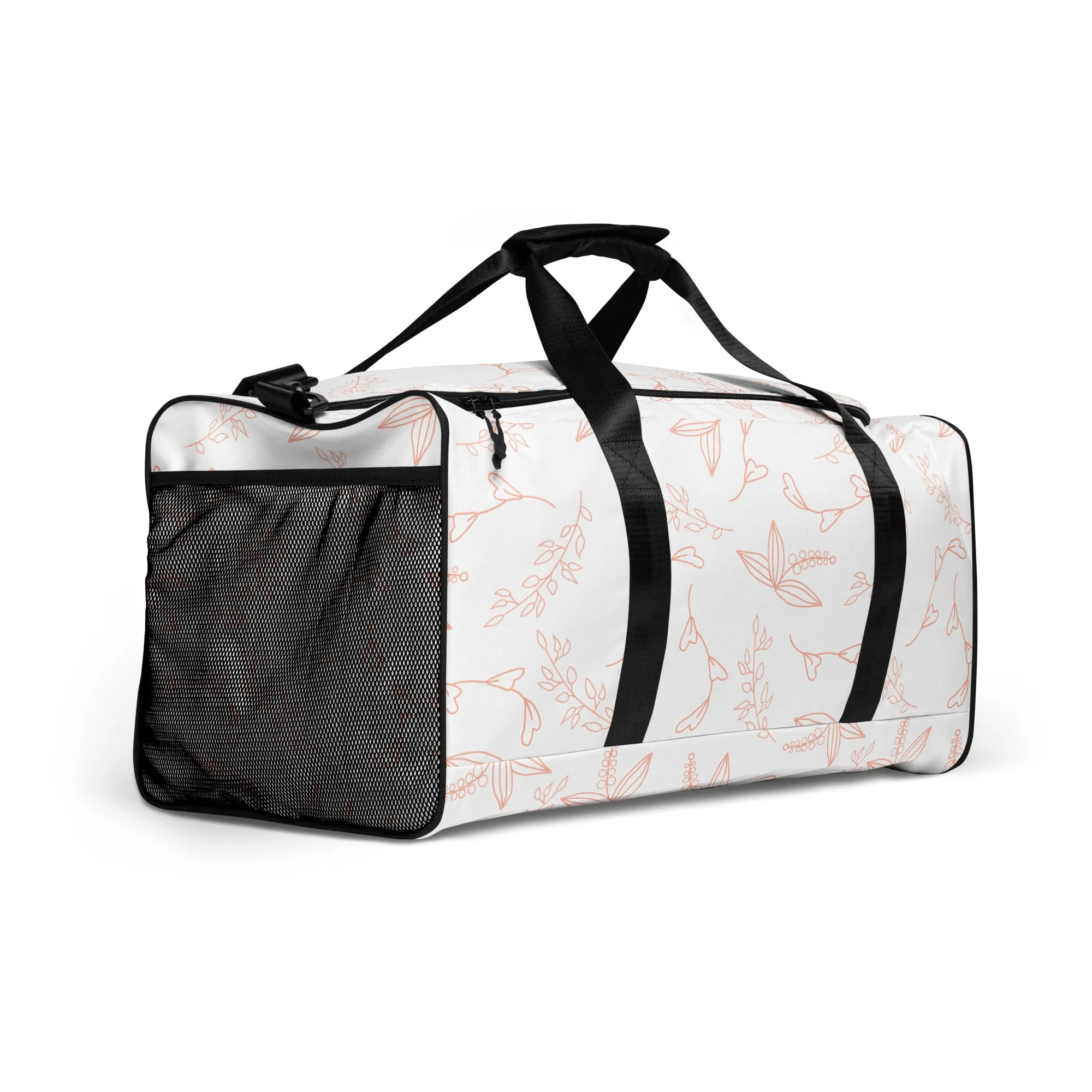 White Floral - Sustainably Made Duffle Bag
