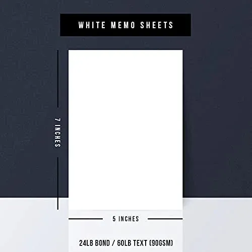 White Memo Sheets Paper 5 x 7 Inches - 24lb Bond / 60lb Text (90gsm) Paper | 250 Sheets per Pack
