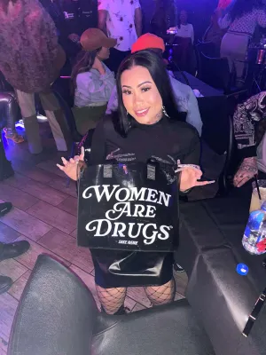 Women Are Drugs® | Semi-Clear Black Tote Bag