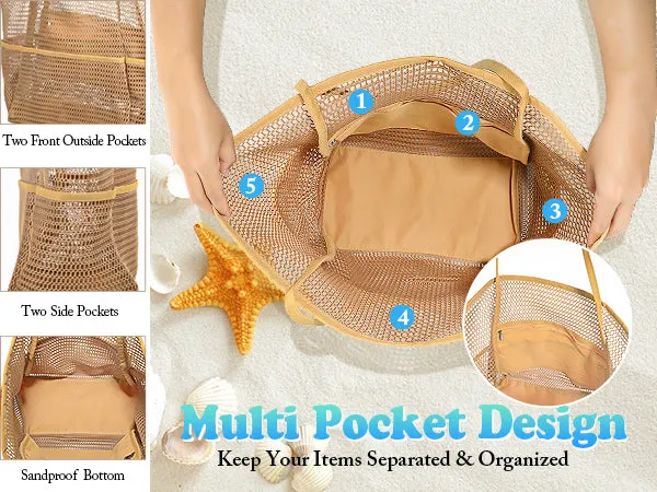 Women Mesh Beach Tote Shoulder Handbag Large Hobo Bags