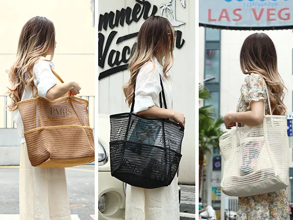Women Mesh Beach Tote Shoulder Handbag Large Hobo Bags
