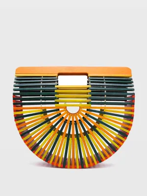 Women's Arc Bag Tropical Handbag Half-moon Bamboo Grab Clutch Bag In Multicolor