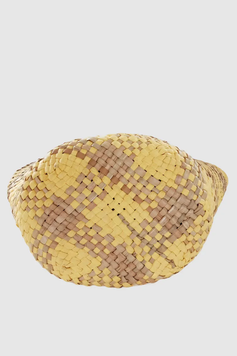 Women's Summer Dillards Straw Braided Basket Handbag Open-top Weave Tote Basket Bag Hairball Embellished
