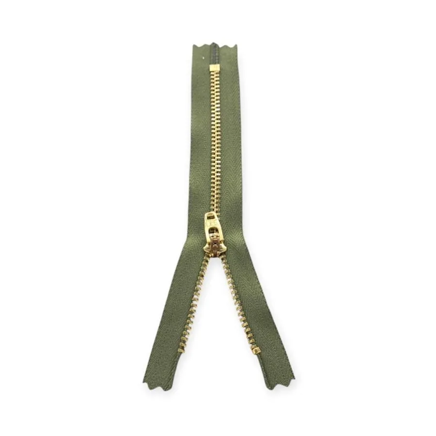 YKK metal Gold C/END Zip Olive