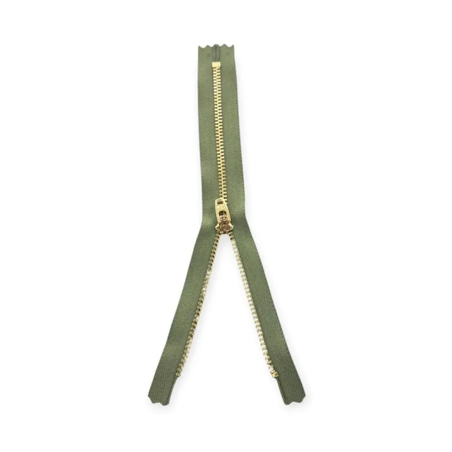 YKK metal Gold C/END Zip Olive