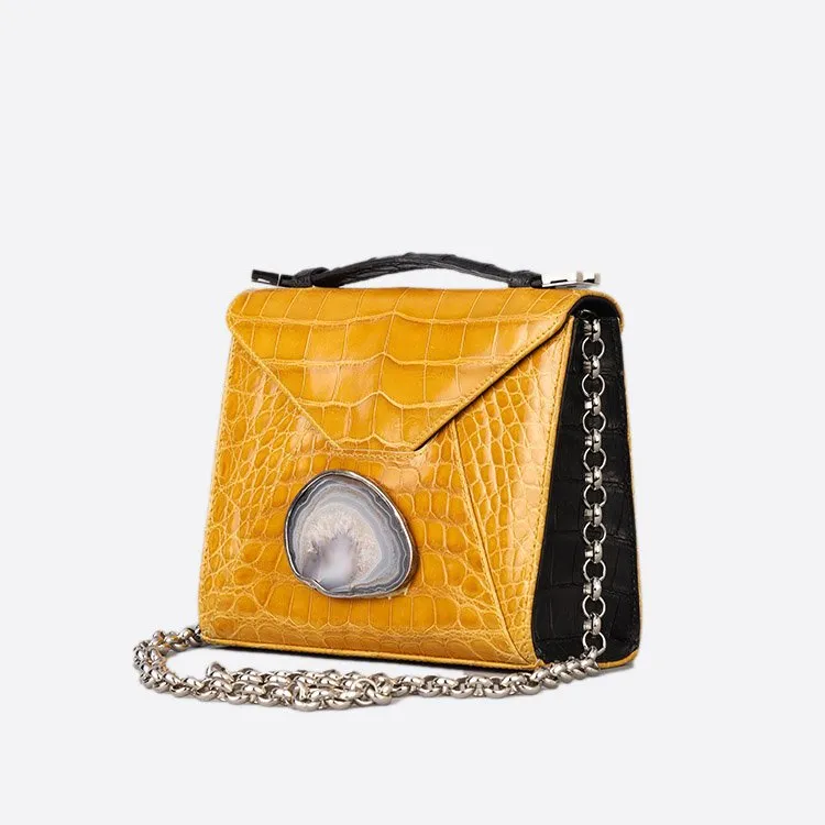 ZAIN YELLOW CROCODILE BAG