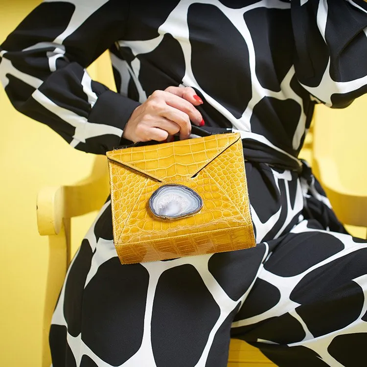 ZAIN YELLOW CROCODILE BAG