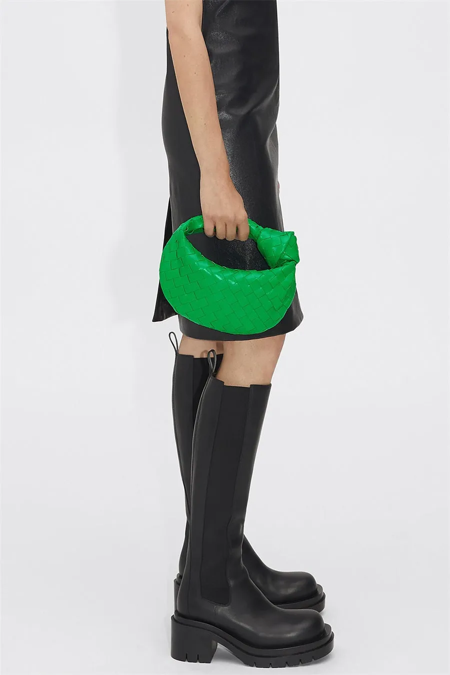 Zariah Weave Knot Clutch Bag - Green