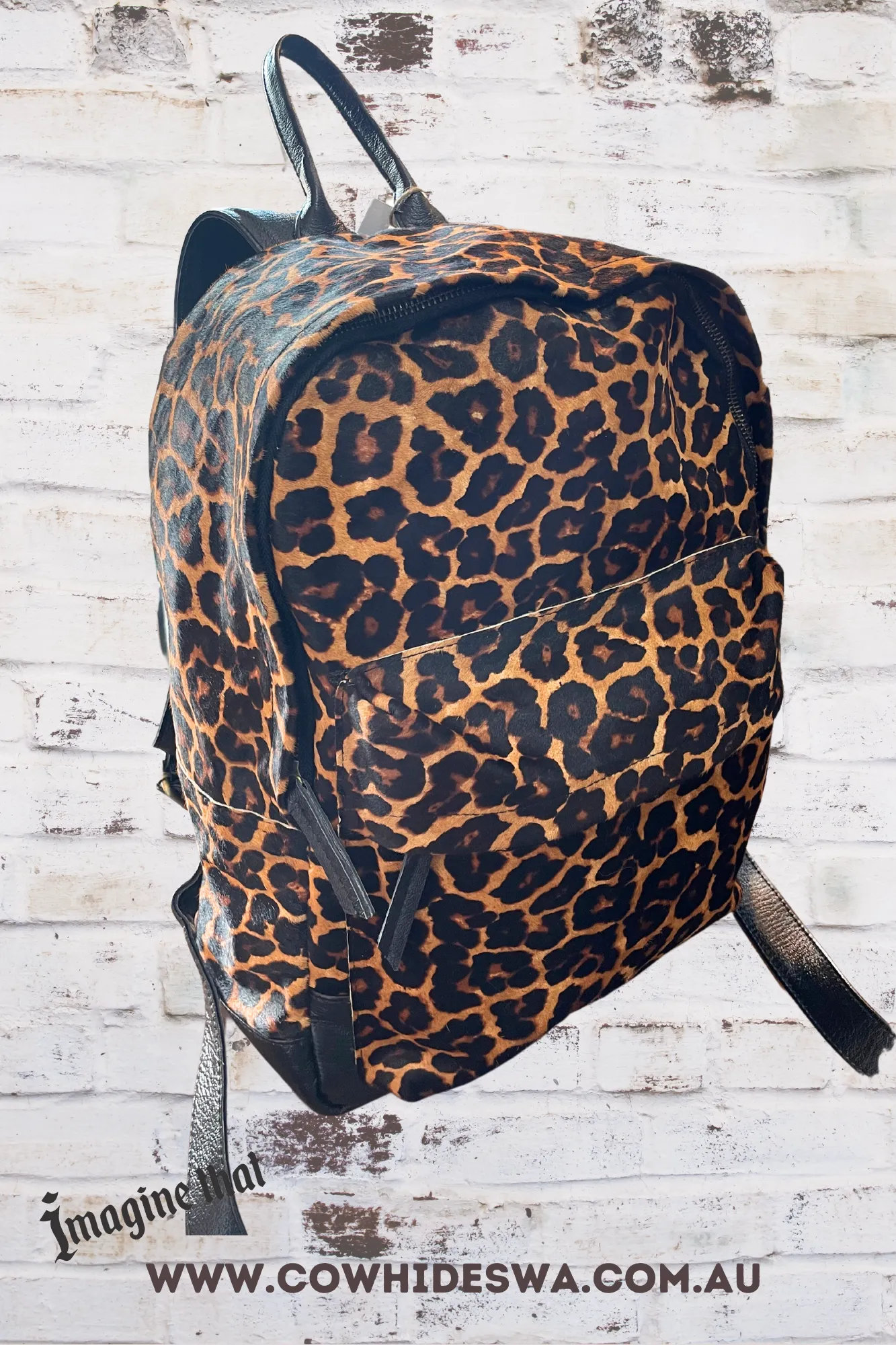 'Zoe' Leopard Print Cowhide Backpack